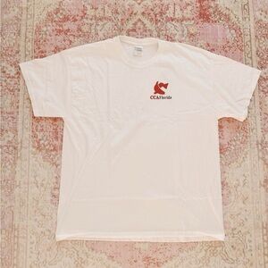 Gildan, Men’s Vintage Cream Short Sleeve Tee with Red Logo